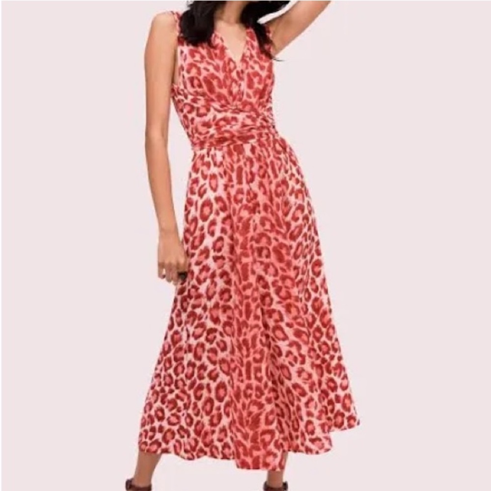 Kate Spade ♠️ Panthera Tie Waist Jumpsuit in Soft Coral Sz Small